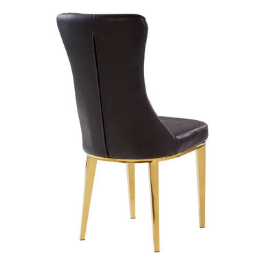 Forli Black Leather Effect Dining Chair with Gold Finish Legs