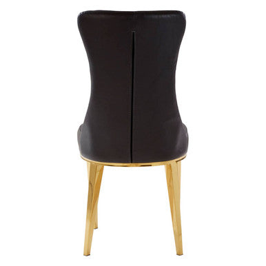 Forli Black Leather Effect Dining Chair with Gold Finish Legs