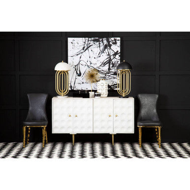 Forli Black Leather Effect Dining Chair with Gold Finish Legs