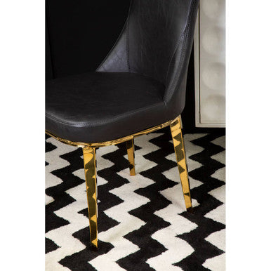Forli Black Leather Effect Dining Chair with Gold Finish Legs