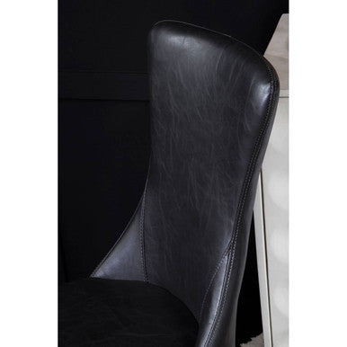 Forli Black Leather Effect Dining Chair with Gold Finish Legs