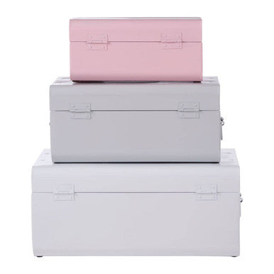 Set of Three Assorted Pink and Grey Storage Trunks | Parley