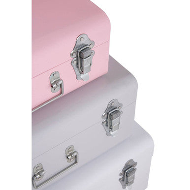 Set of Three Assorted Pink and Grey Storage Trunks | Parley