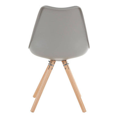 Stockholm Grey Moulded Plastic Dining Chair with Faux Leather Seat and Wood Legs