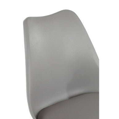 Stockholm Grey Moulded Plastic Dining Chair with Faux Leather Seat and Wood Legs