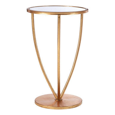 Marcia Gold Finish Side Table with Mirrored Top