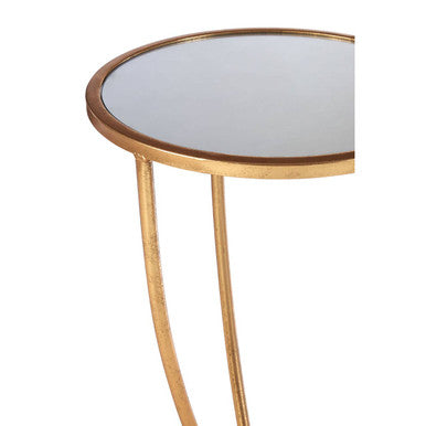 Marcia Gold Finish Side Table with Mirrored Top