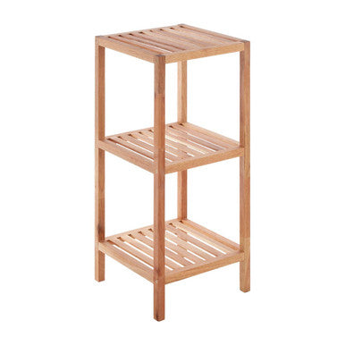 3 Tier Walnut Wood Bathroom Shelf Unit | Salon