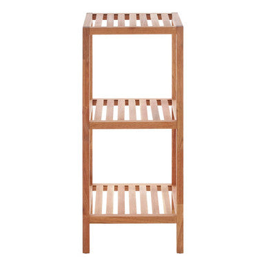 3 Tier Walnut Wood Bathroom Shelf Unit | Salon