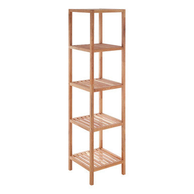 Arla Natural Walnut Wood 5 Tier Bathroom Shelf Unit
