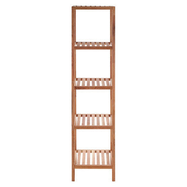 Arla Natural Walnut Wood 5 Tier Bathroom Shelf Unit