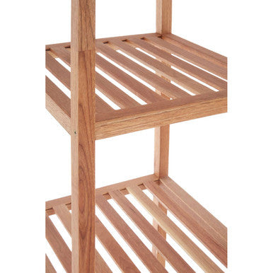 Arla Natural Walnut Wood 5 Tier Bathroom Shelf Unit