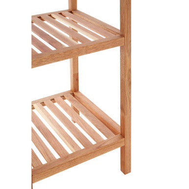 Arla Natural Walnut Wood 5 Tier Bathroom Shelf Unit