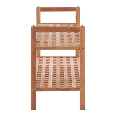 Arla Natural Walnut Wood 2 Tier Grid Design Stackable Shoe Rack
