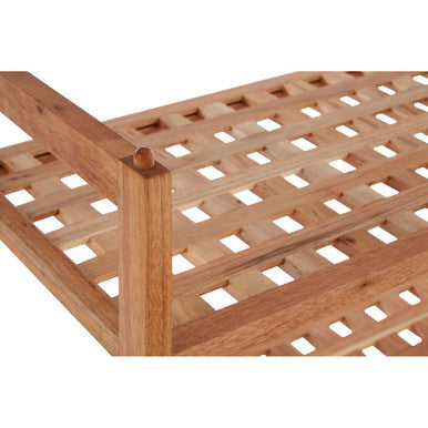 Arla Natural Walnut Wood 2 Tier Grid Design Stackable Shoe Rack