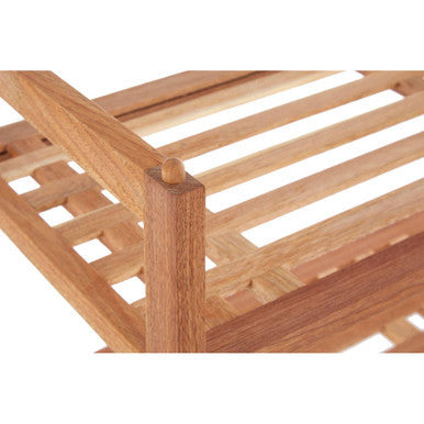 Arla Natural Walnut Wood 2 Tier Slatted Stackable Shoe Rack