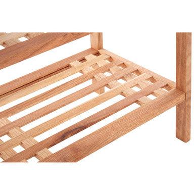 Arla Natural Walnut Wood 2 Tier Slatted Stackable Shoe Rack