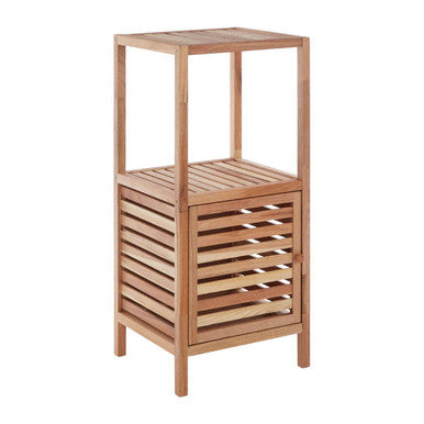 Arla Natural Walnut Wood 2 Tier Bathroom Shelf Unit