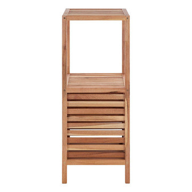 Arla Natural Walnut Wood 2 Tier Bathroom Shelf Unit