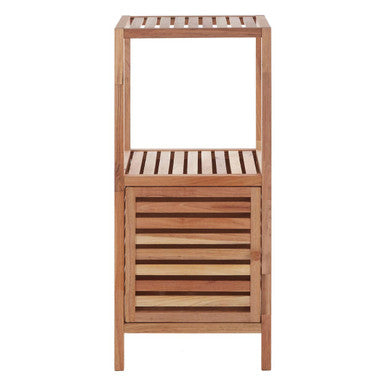 Arla Natural Walnut Wood 2 Tier Bathroom Shelf Unit
