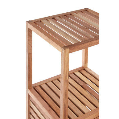 Arla Natural Walnut Wood 2 Tier Bathroom Shelf Unit