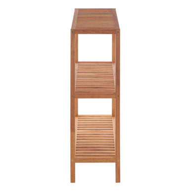Arla Natural Walnut Wood 3 Tier Tall Bathroom Shelf Unit
