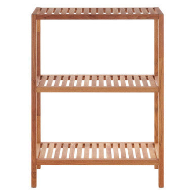 Arla Natural Walnut Wood 3 Tier Tall Bathroom Shelf Unit