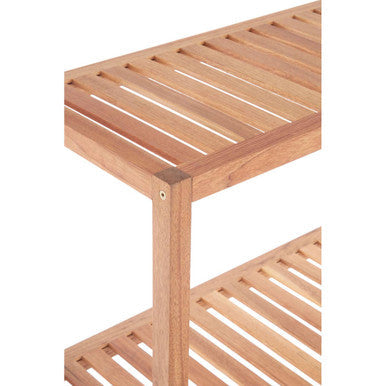 Arla Natural Walnut Wood 3 Tier Tall Bathroom Shelf Unit