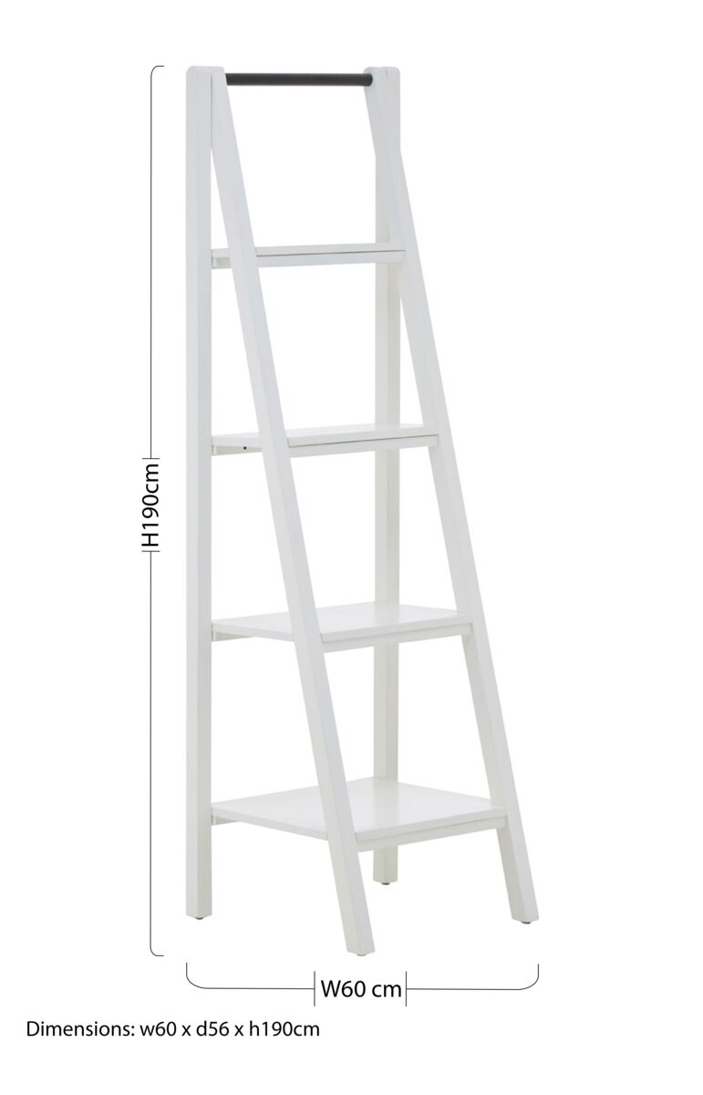 Dayak White Wooden 4 Tier Ladder Shelf Unit