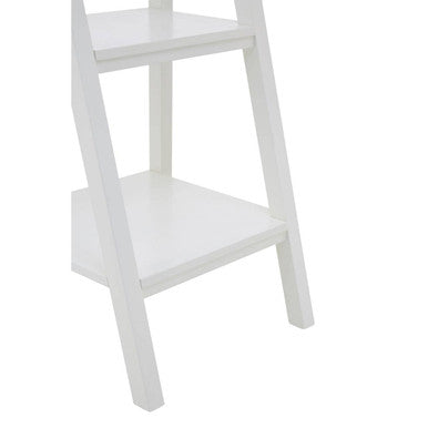Dayak White Wooden 4 Tier Ladder Shelf Unit