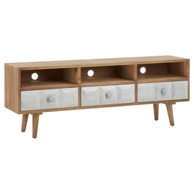 Papua Whitewash Wooden Media Unit