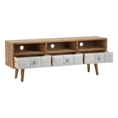 Papua Whitewash Wooden Media Unit
