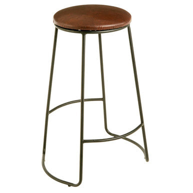 Brixton Brown Leather Effect Bar Stool with Black Finish Legs