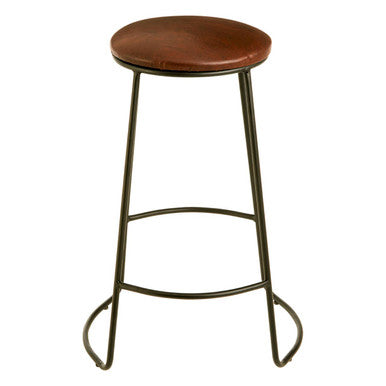 Brixton Brown Leather Effect Bar Stool with Black Finish Legs