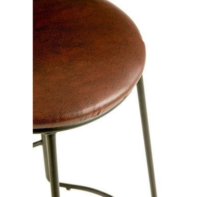 Brixton Brown Leather Effect Bar Stool with Black Finish Legs