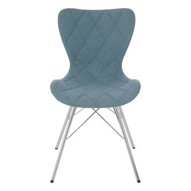 Stockholm Blue Fabric Quilted Dining Chair