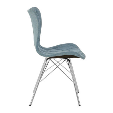 Stockholm Blue Fabric Quilted Dining Chair