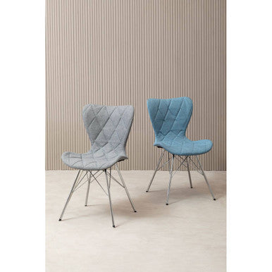 Stockholm Blue Fabric Quilted Dining Chair
