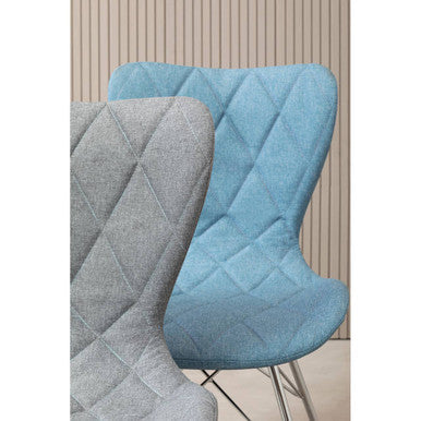 Stockholm Blue Fabric Quilted Dining Chair