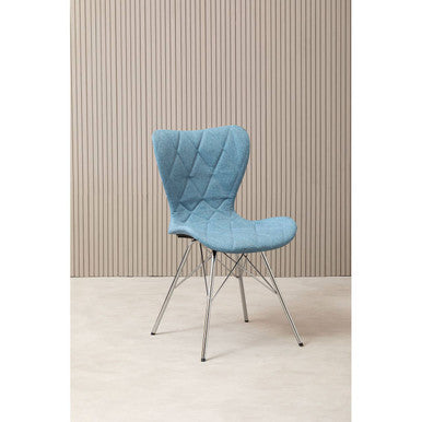 Stockholm Blue Fabric Quilted Dining Chair