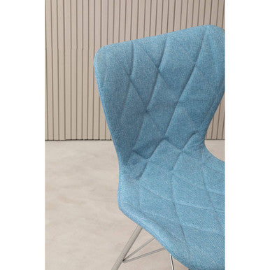 Stockholm Blue Fabric Quilted Dining Chair