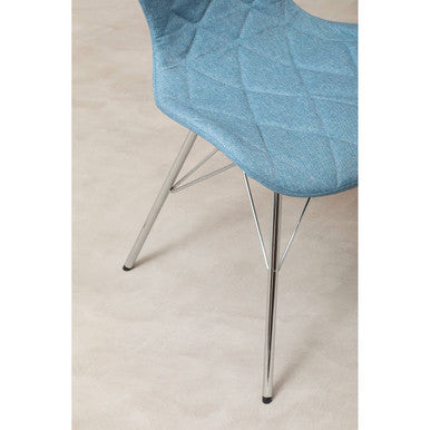 Stockholm Blue Fabric Quilted Dining Chair