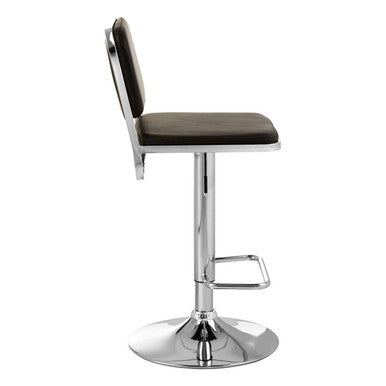 Stockholm Black Leather Effect Adjustable Bar Stool with Chrome Finish Base