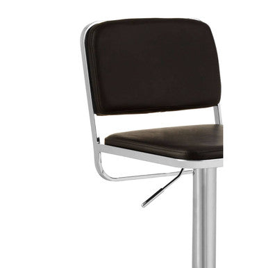 Stockholm Black Leather Effect Adjustable Bar Stool with Chrome Finish Base