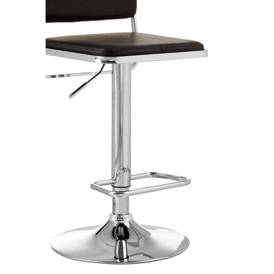 Stockholm Black Leather Effect Adjustable Bar Stool with Chrome Finish Base