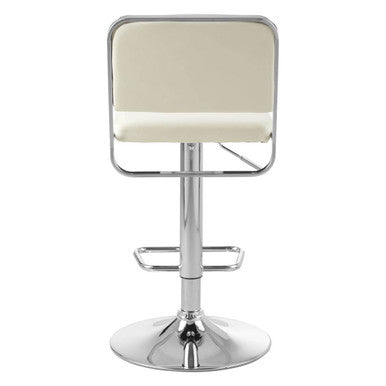 Stockholm White Leather Effect Adjustable Bar Stool with Chrome Finish Base