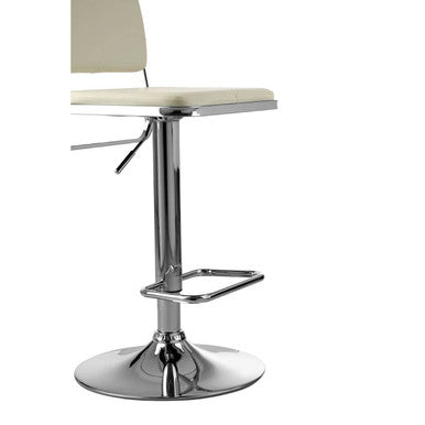Stockholm White Leather Effect Adjustable Bar Stool with Chrome Finish Base