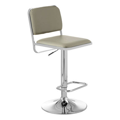 Stockholm Light Grey Leather Effect Adjustable Bar Stool with Chrome Base