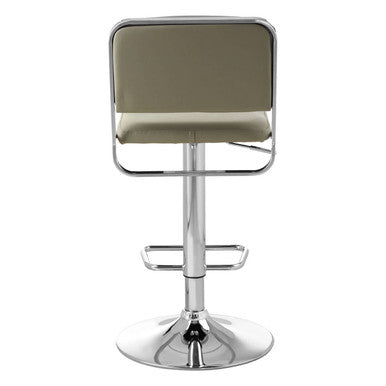 Stockholm Light Grey Leather Effect Adjustable Bar Stool with Chrome Base