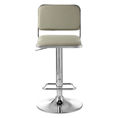 Stockholm Light Grey Leather Effect Adjustable Bar Stool with Chrome Base